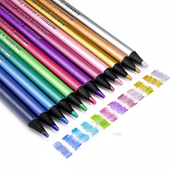 12 цветных металлических карандашей, набор для рисования, Раскрашивающие цветные карандаши, профессиональные художественные принадлежности для художников.