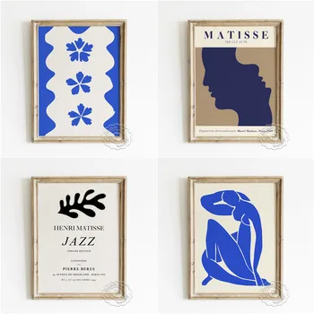 Плакат выставки живописи Анри Матисса на холсте, голубая обнаженная натура, абстрактные принты человеческого боди-арта, Модная картина для домашнего декора.