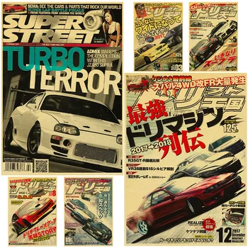 Плакат с обложкой журнала о японских ретро-автомобилях 80-х годов, эстетичный Jdm, автомобильный автоспорт, Крафт-бумага, настенный декор для домашней комнаты