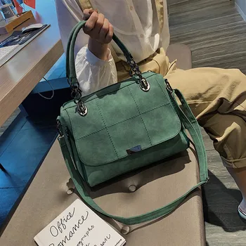 Матовая женская сумка-скраб, женская сумка через плечо, большая емкость, зеленая сумка из искусственной кожи, дорожная сумка, женская сумка Boston