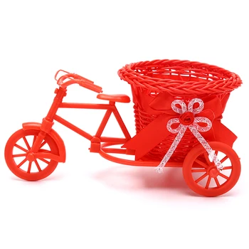 1 шт. Велосипед из ротанга, Цветочная корзина, Ваза для хранения, Трехколесный милый Цветочный горшок с орнаментом