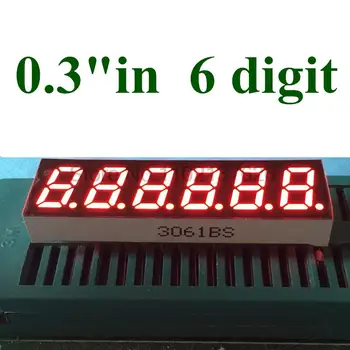 Красный 0,3-дюймовый 6-значный 7-сегментный цифровой светодиодный цифровой дисплей с общим катодом 0,3 